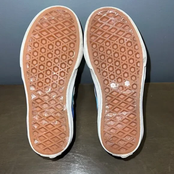 VANS High Top Sneakers Lace Up Youth 12.5 Shoes Flames Black Blue White - Picture 8 of 9